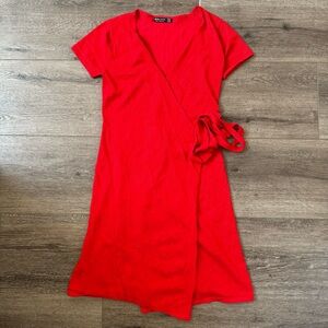 Bershka Red Wrap Dress